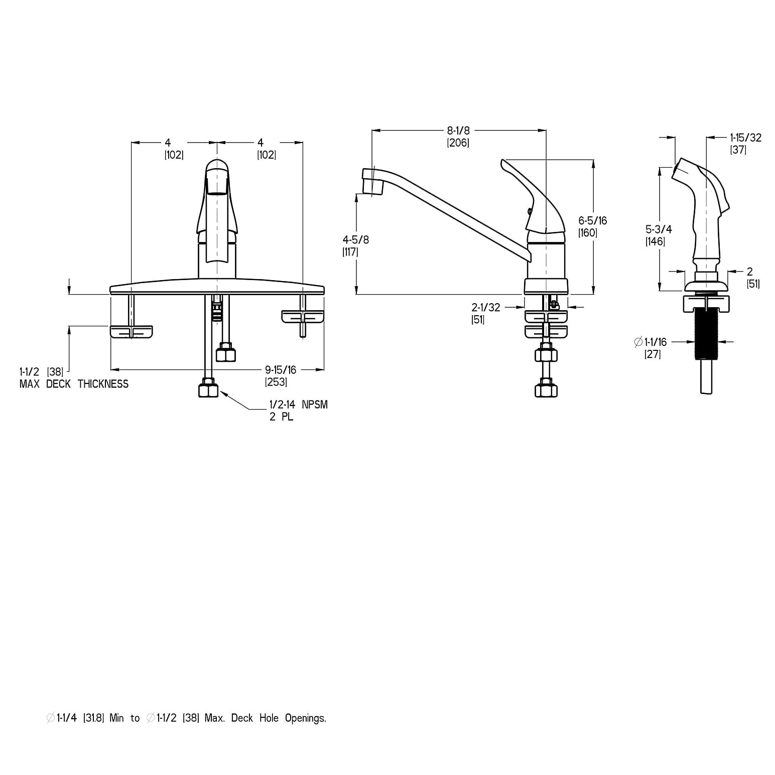 Pfister, Pfister J134-444S Pfirst Kitchen Faucet with Side Spray, Stainless Steel