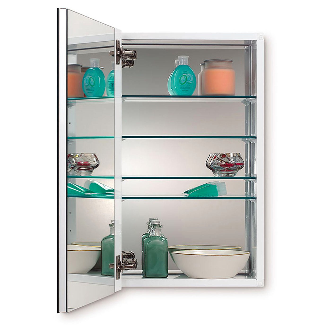 Jensen, Rangaire Jensen 52WH244DP Recess Mount 15x25" Reversible Bathroom Mirror Medicine Cabinet with 3 Adjustable Shelves