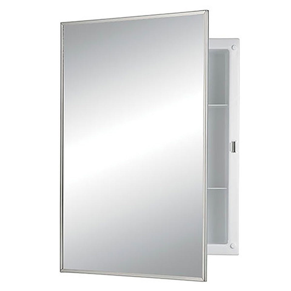 Jensen, Rangaire Jensen 781021 Recess Mount 16x22" Reversible Bathroom Medicine Cabinet with Framed Mirror and 2 Shelves