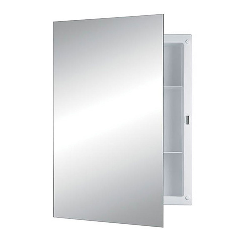 Jensen, Rangaire Jensen 781029 Recess Mount 16x22" Reversible Bathroom Medicine Cabinet with Frameless Mirror and 2 Shelves