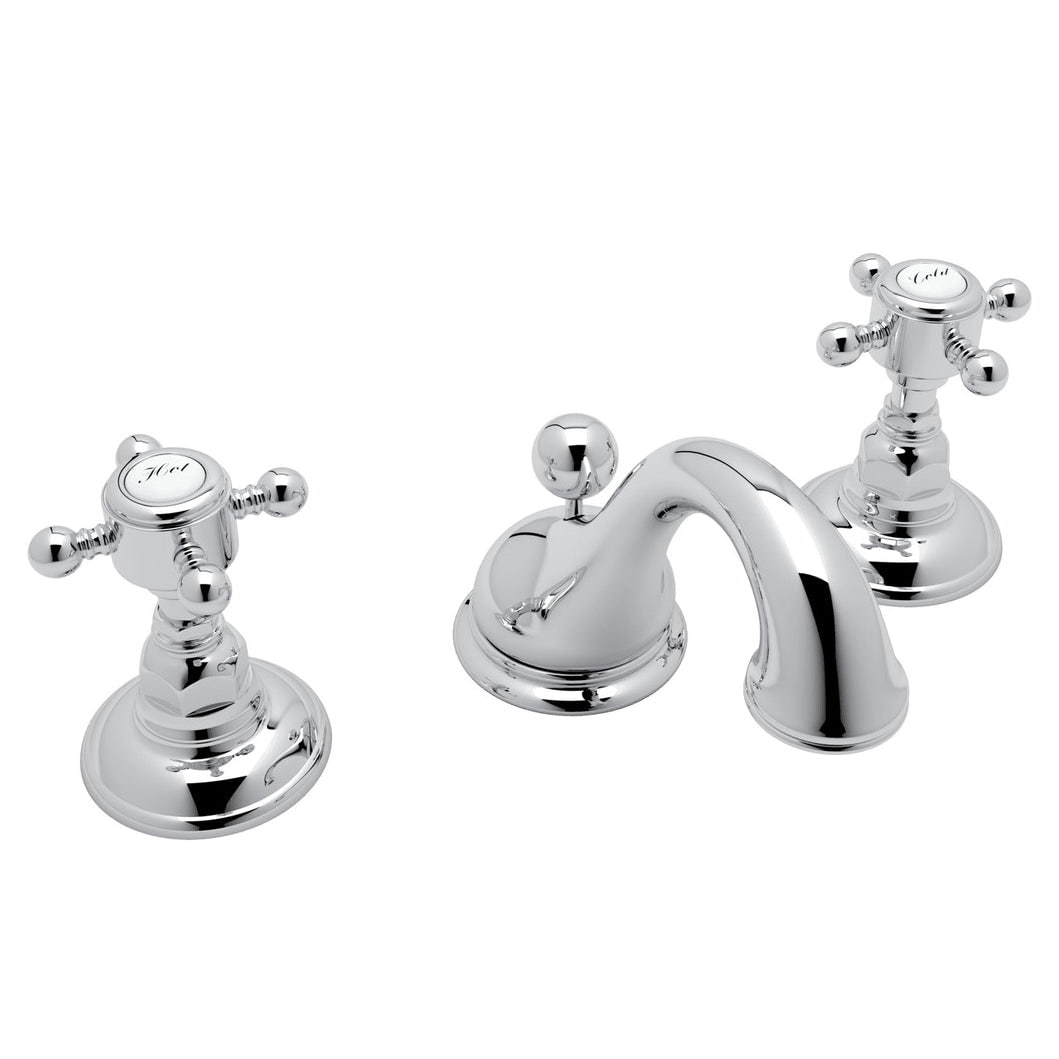 Rohl, Rohl A1408XMAPC-2 Viaggio C-Spout Widespread Bathroom Faucet in Polished Chrome with 2 Cross Handles