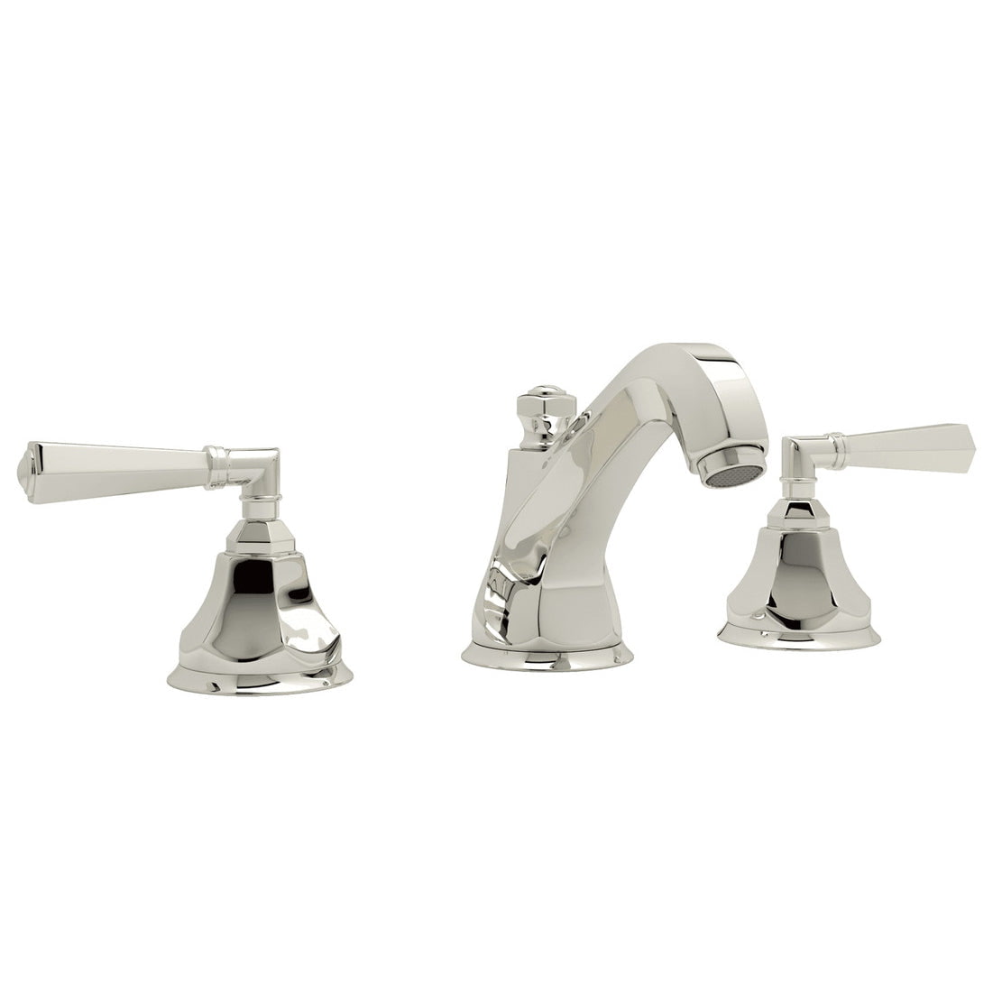 Rohl, Rohl A1908LMPN-2 Palladian High Neck Widespread Bathroom Faucet with Metal Lever Handle in Polished Nickel