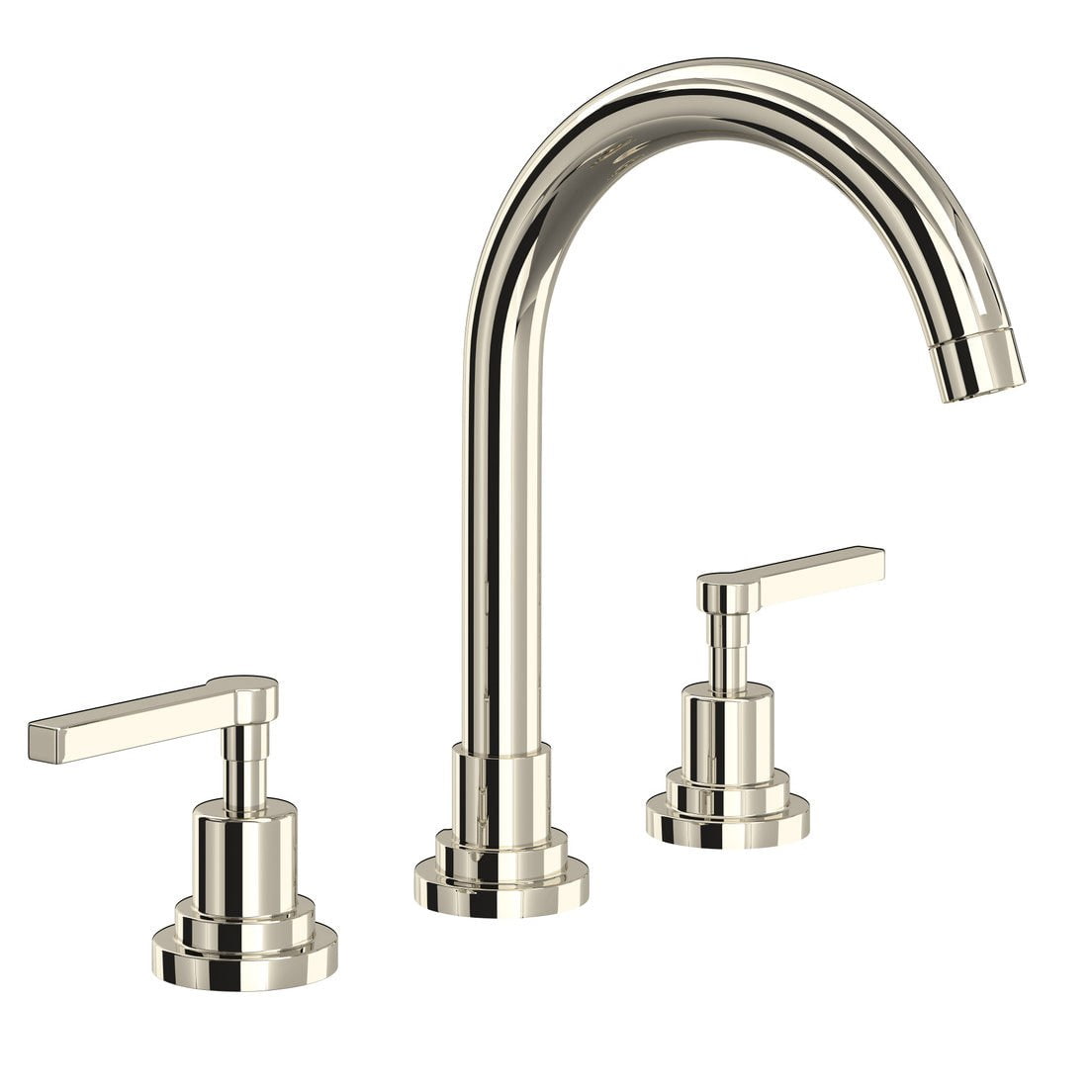 Rohl, Rohl A2208LMPN-2 Lombardia C-Spout Widespread Bathroom Faucet in Polished Nickel With Metal Lever Handles