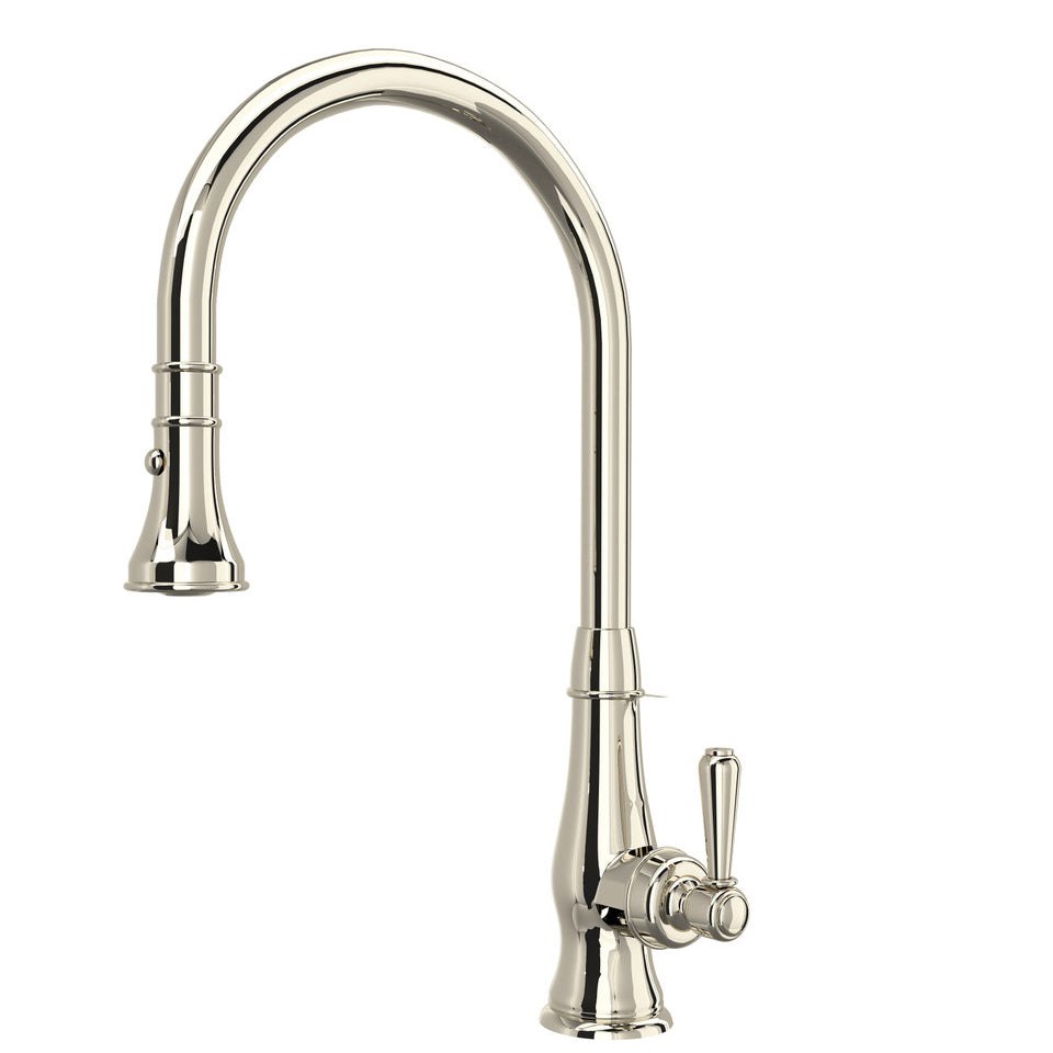 Rohl, Rohl A3420LMPN-2 Pirellone Pulldown Side Lever Kitchen Faucet in Polished Nickel with Metal Lever Handle