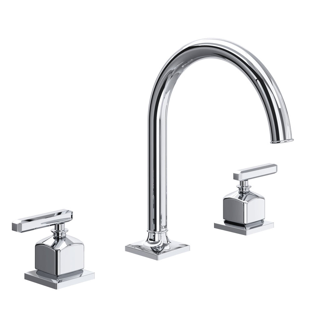 Rohl, Rohl AP08D3LMAPC Apothecary Widespread Bathroom Faucet with C-Spout & Lever Handles in Polished Chrome