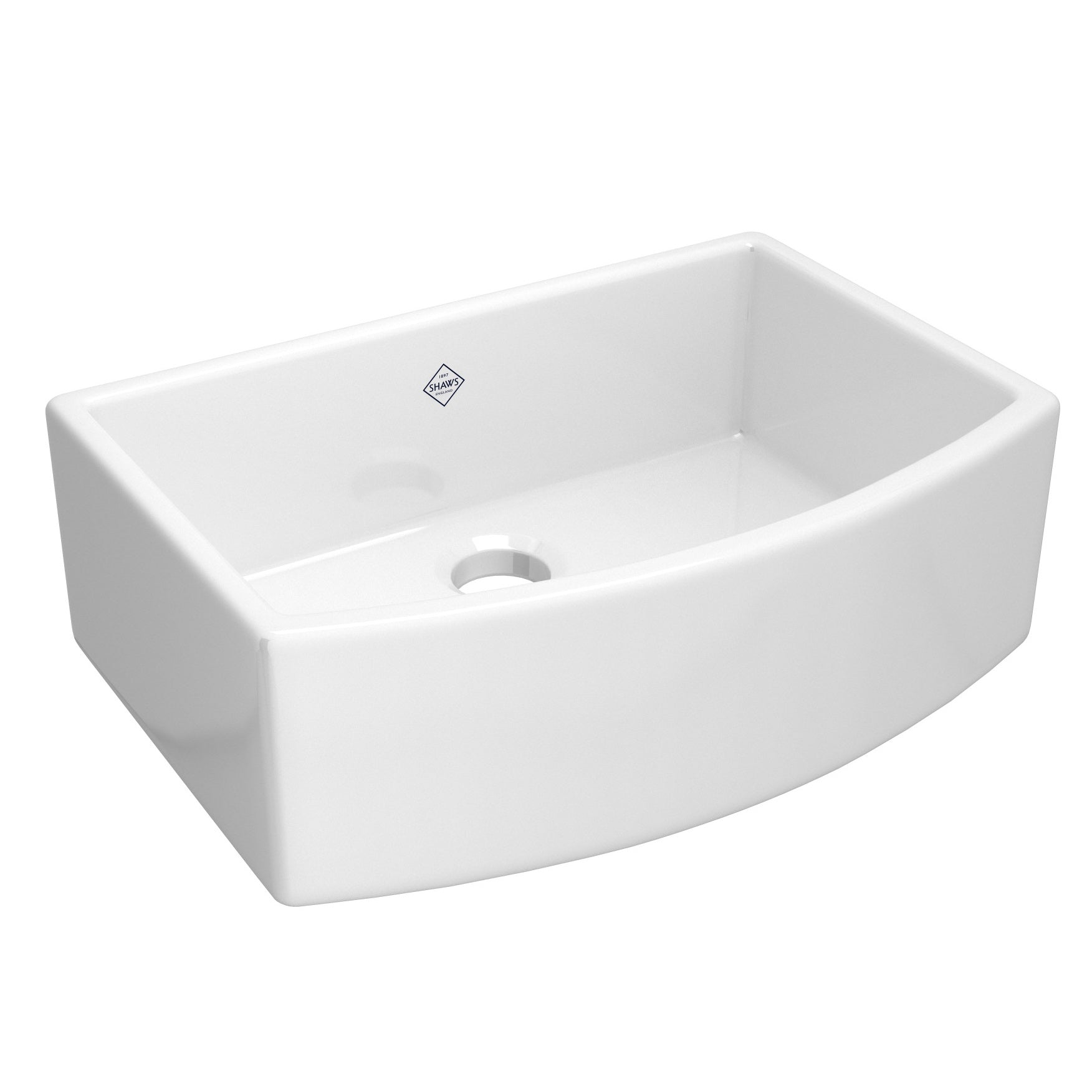 Rohl, Rohl RC3021WH Classic Waterside Single Bowl Bowed Farmhouse Apron Front Fireclay Kitchen Sink in White