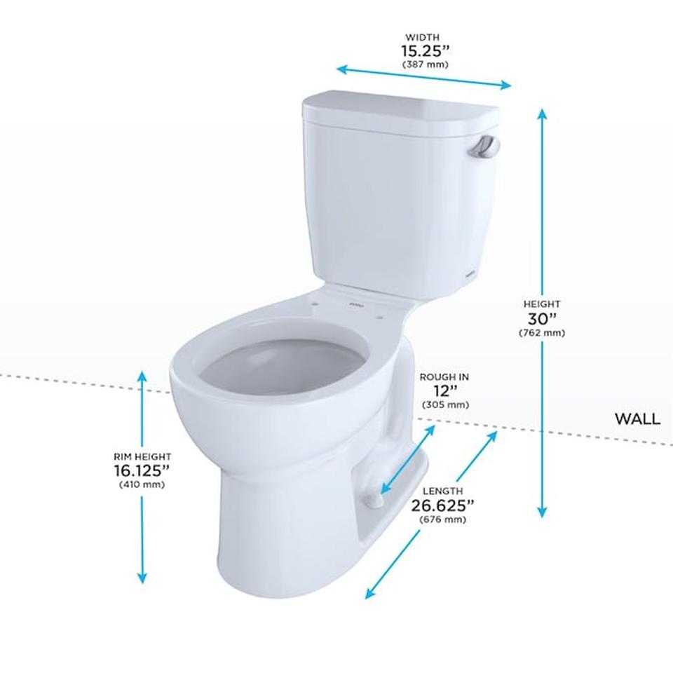 TOTO, TOTO CST243EFR#01 Entrada 2-Piece Round 1.28 GPF Toilet, Cotton White