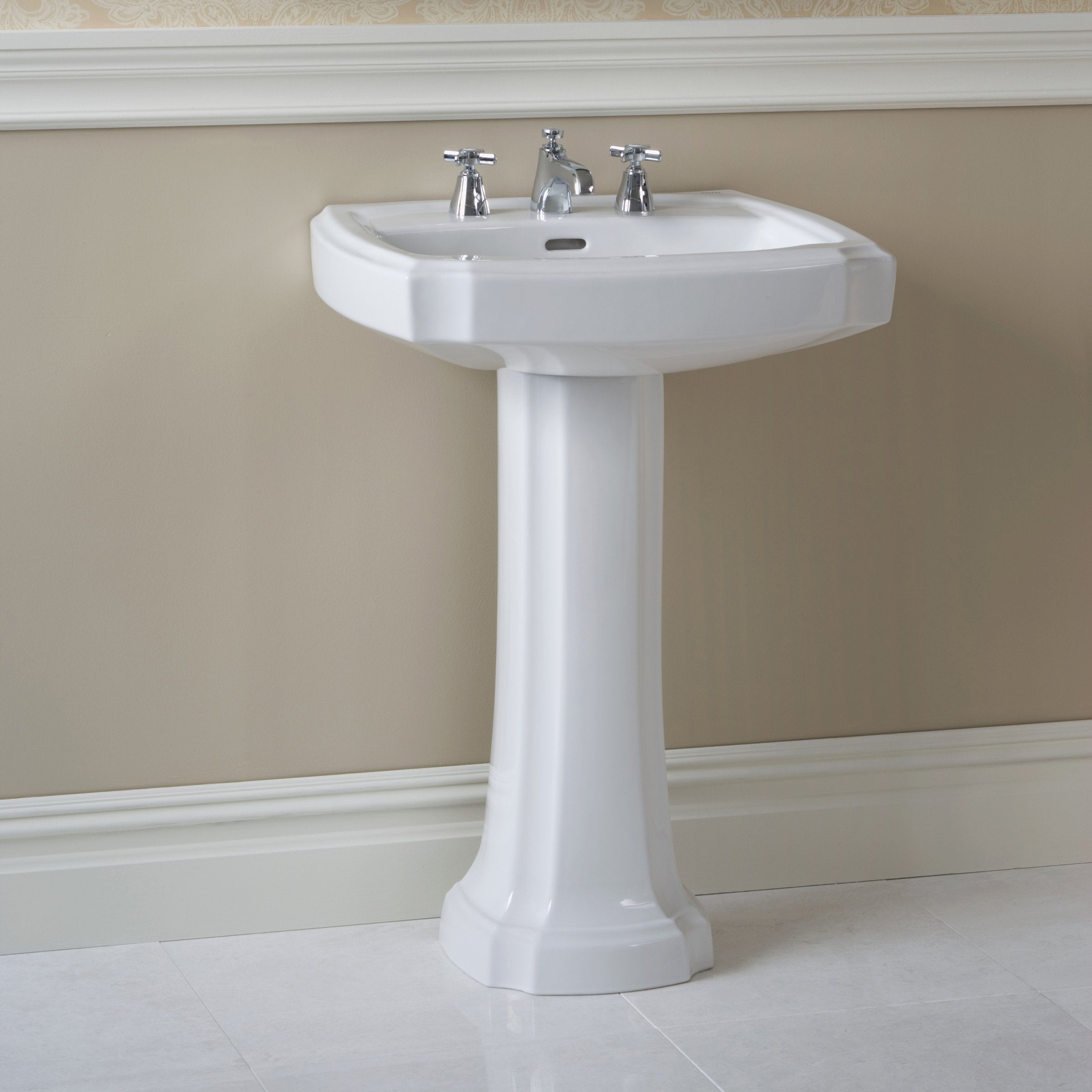 TOTO, TOTO Guinevere Pedestal Bathroom Sink for 8" Center Faucets, Cotton White, SKU: LPT970.8#01