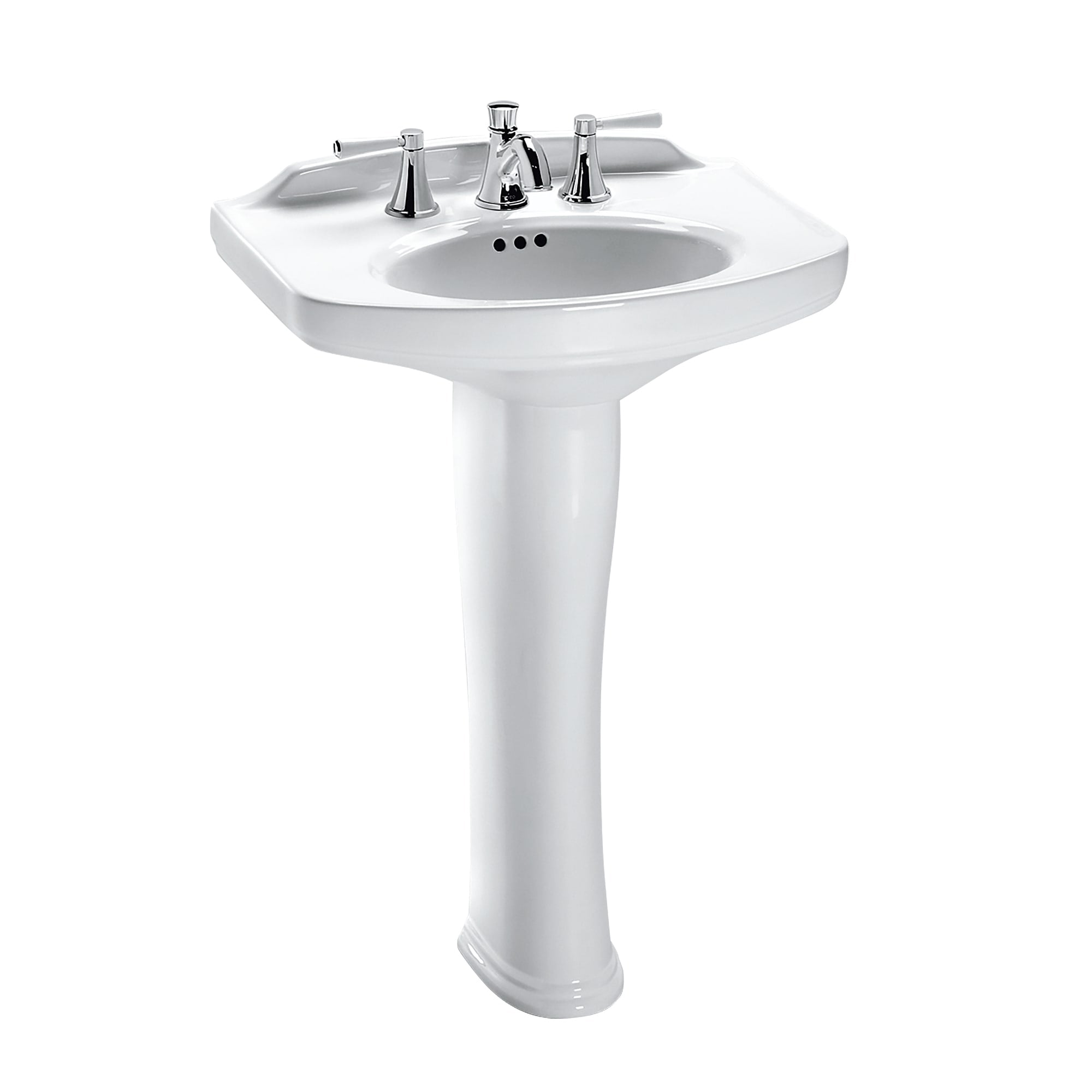 TOTO, TOTO LPT642.8#01 Dartmouth Rectangular Pedestal Bathroom Sink with Arched Front for 8" Faucets