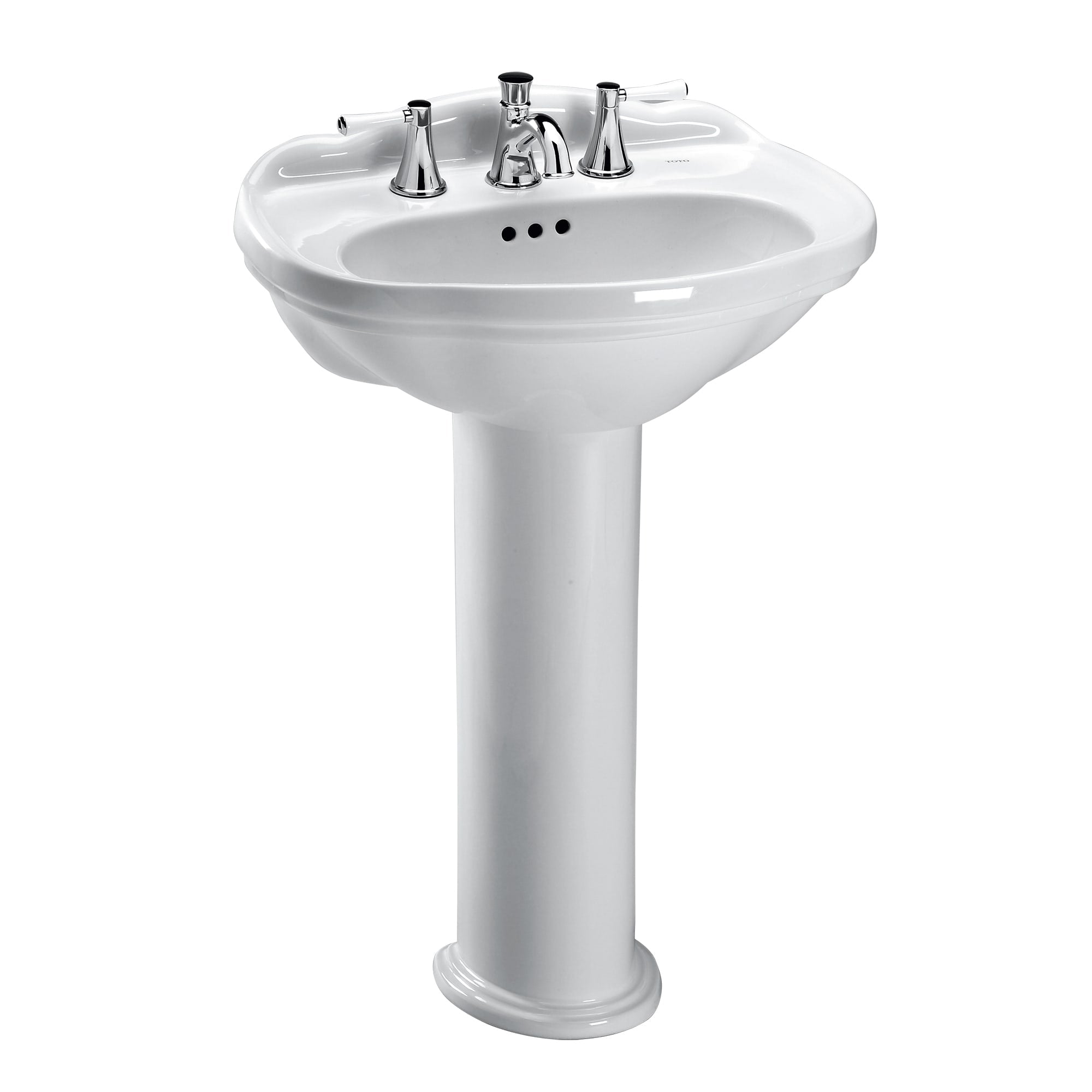 TOTO, TOTO LPT754.8#01 Whitney Oval Pedestal Bathroom Sink for 8" Center Faucets, Cotton White