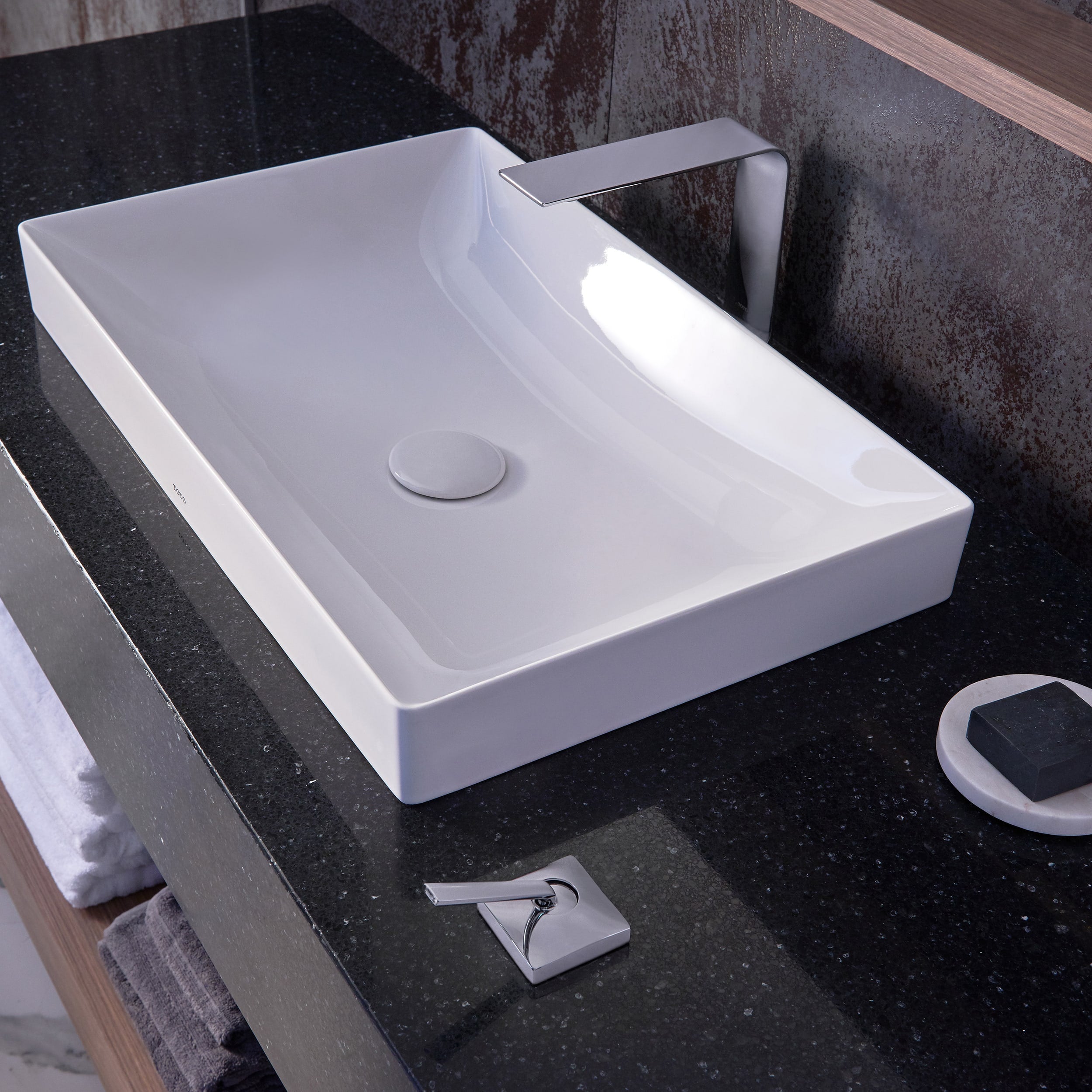 TOTO, TOTO LT476GR#01 Kiwami Rectangular 23" Vessel Bathroom Sink with CEFIONTECT, Cotton White