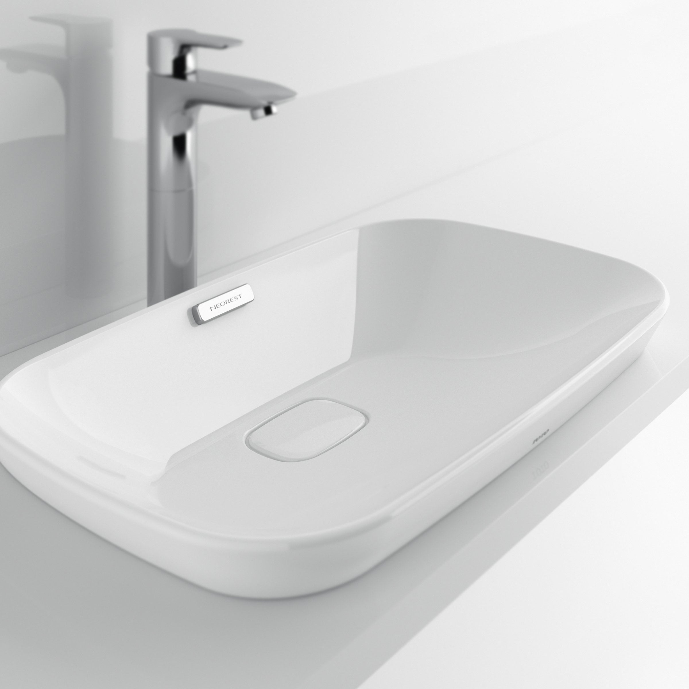 TOTO, TOTO Neorest Kiwami Semi-Recessed Fireclay Vessel Bathroom Sink, Cotton White, SKU: LT995G#01