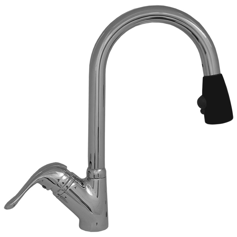 Whitehaus, Whitehaus 3-2169-C-B Rainforest Single Hole/Single Lever Handle Faucet with Black Spray Head