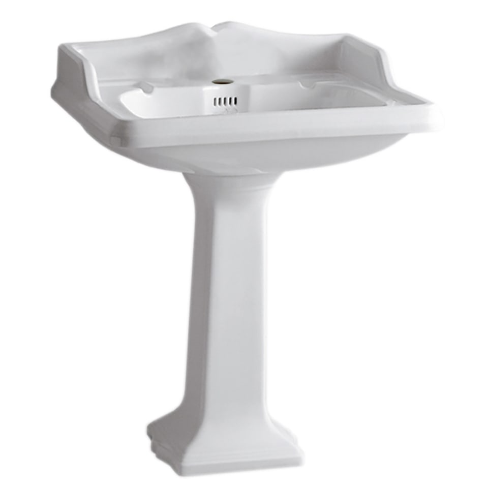 Whitehaus, Whitehaus AR834-AR805-1H Isabella Collection Traditional Pedestal with an large Rectangular Bowl