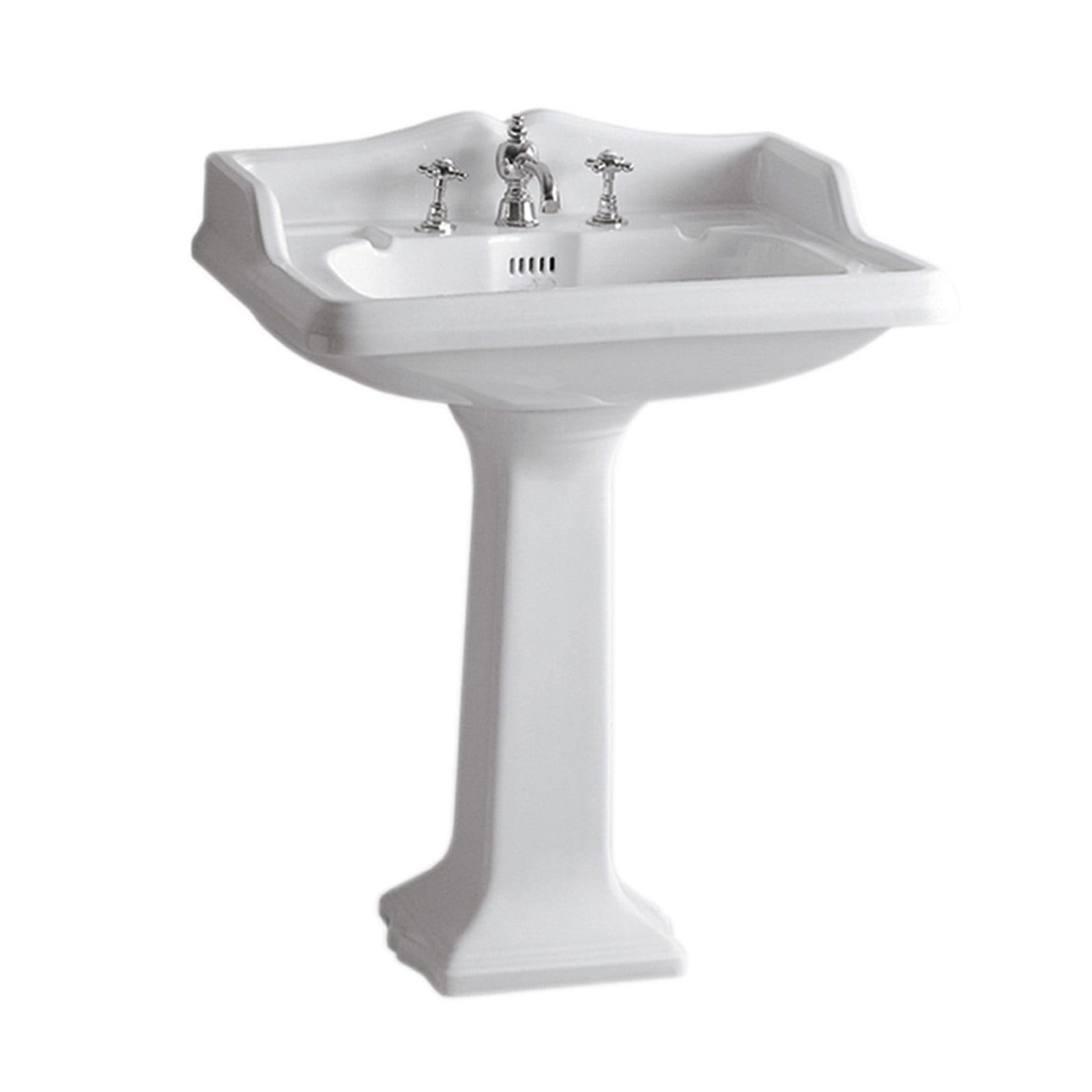 Whitehaus, Whitehaus AR834-AR805-3H Isabella Collection Traditional Pedestal with an large Rectangular Bowl