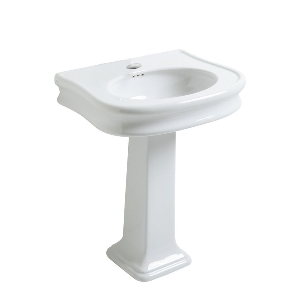 Whitehaus, Whitehaus LA10-LA03-1H Isabella Collection Traditional Pedestal Sink with Oval Bowl