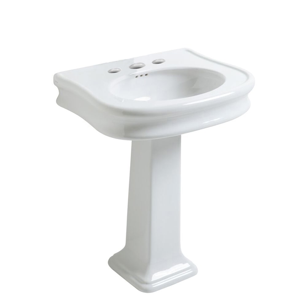 Whitehaus, Whitehaus LA10-LA03-3H Isabella Collection Traditional Pedestal Sink with Oval Bowl, Rear Overflow