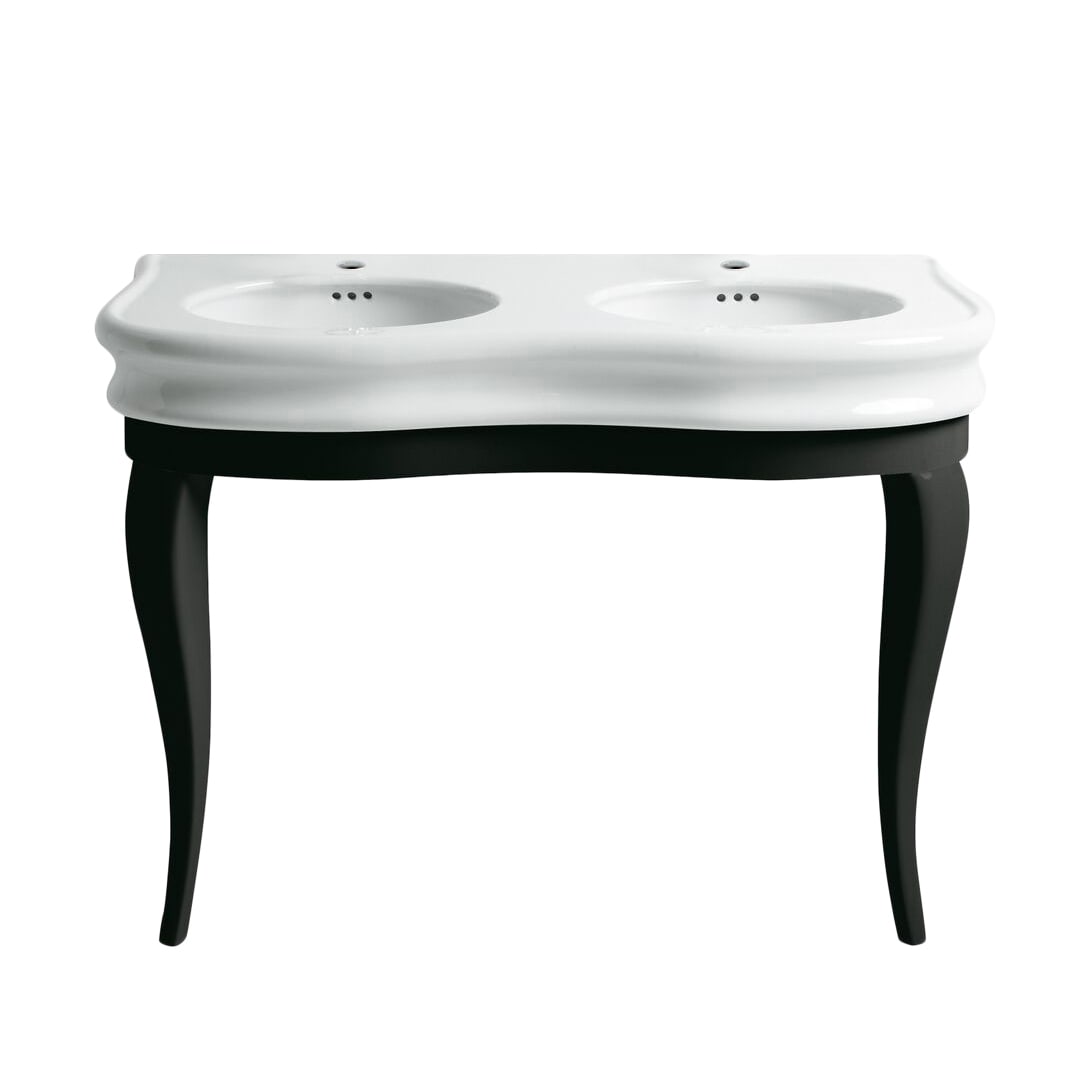 Whitehaus, Whitehaus LA12-LAM120B Isabella Collection Large Console with Oval Bowls, Overflow