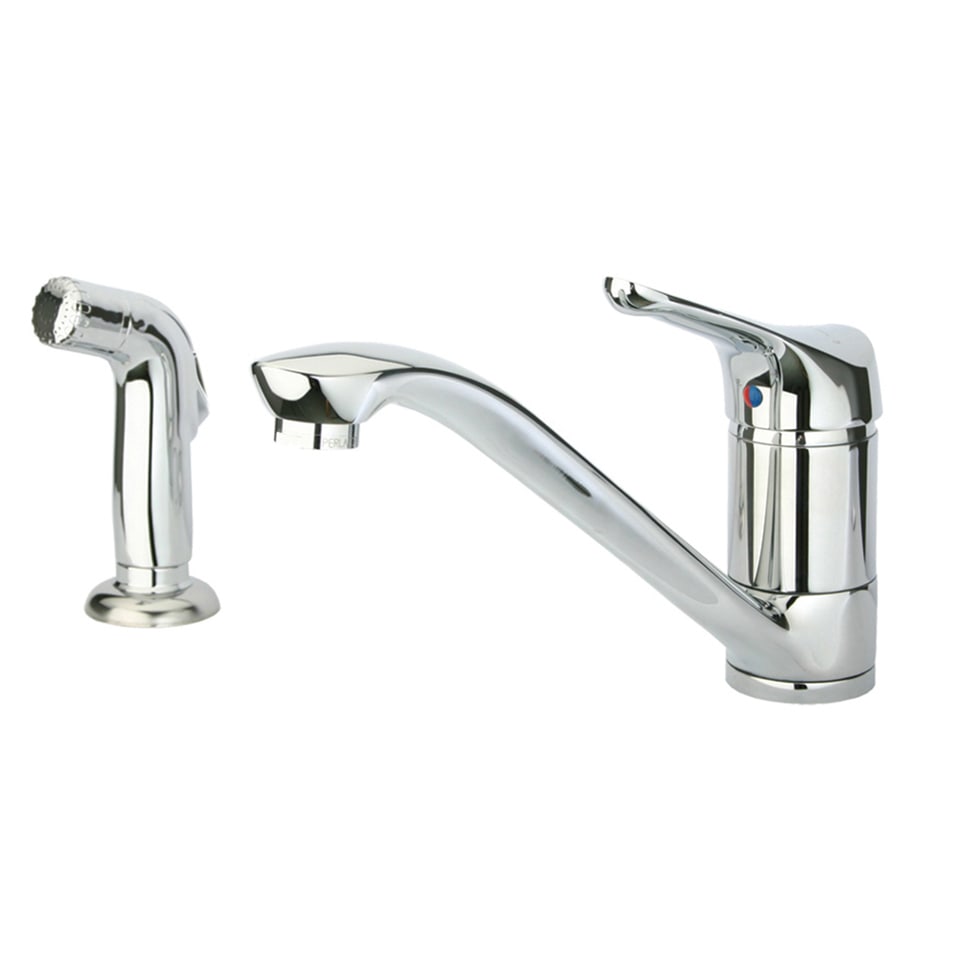 Whitehaus, Whitehaus WH76574-C Metrohaus Single Lever Faucet with Matching Side Spray