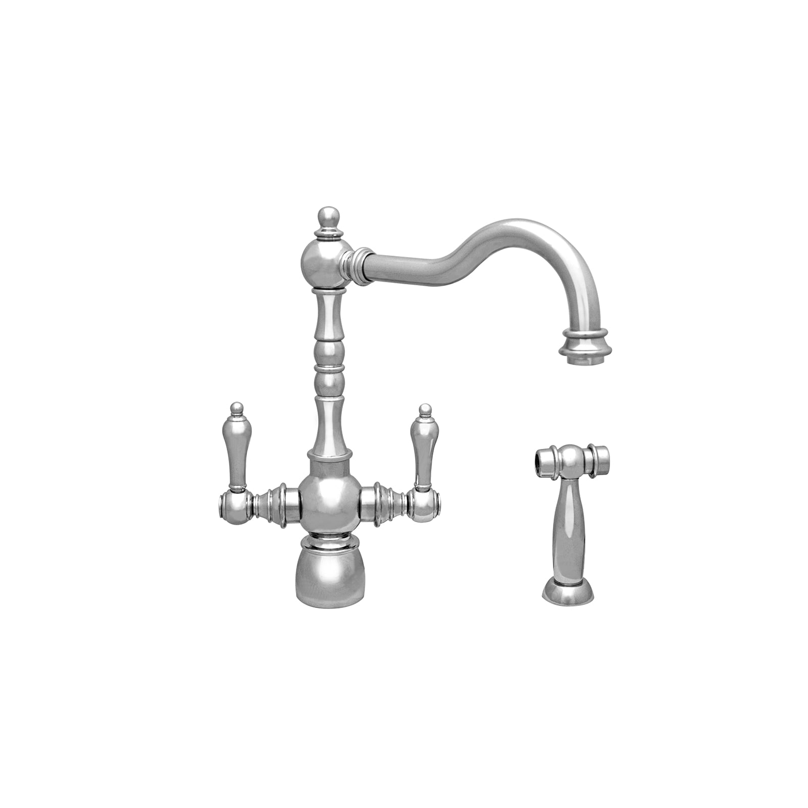 Whitehaus, Whitehaus WHEG-34654-C Englishhaus Dual Lever Handle Faucet with Swivel Spout and Side Spray