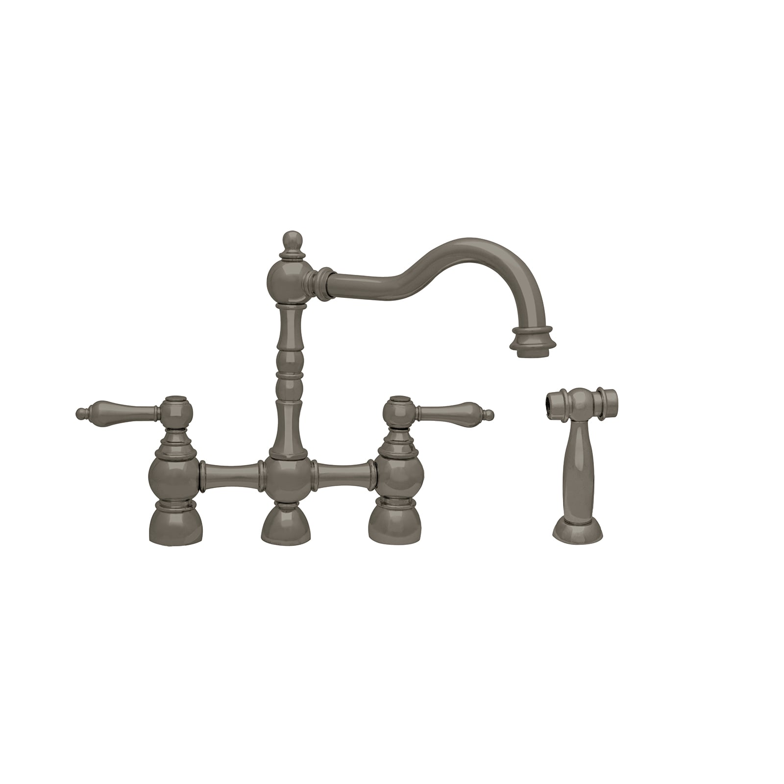 Whitehaus, Whitehaus WHEGB-34656-BN Englishhaus Bridge Faucet with Swivel Spout, Lever Handles and Side Spray