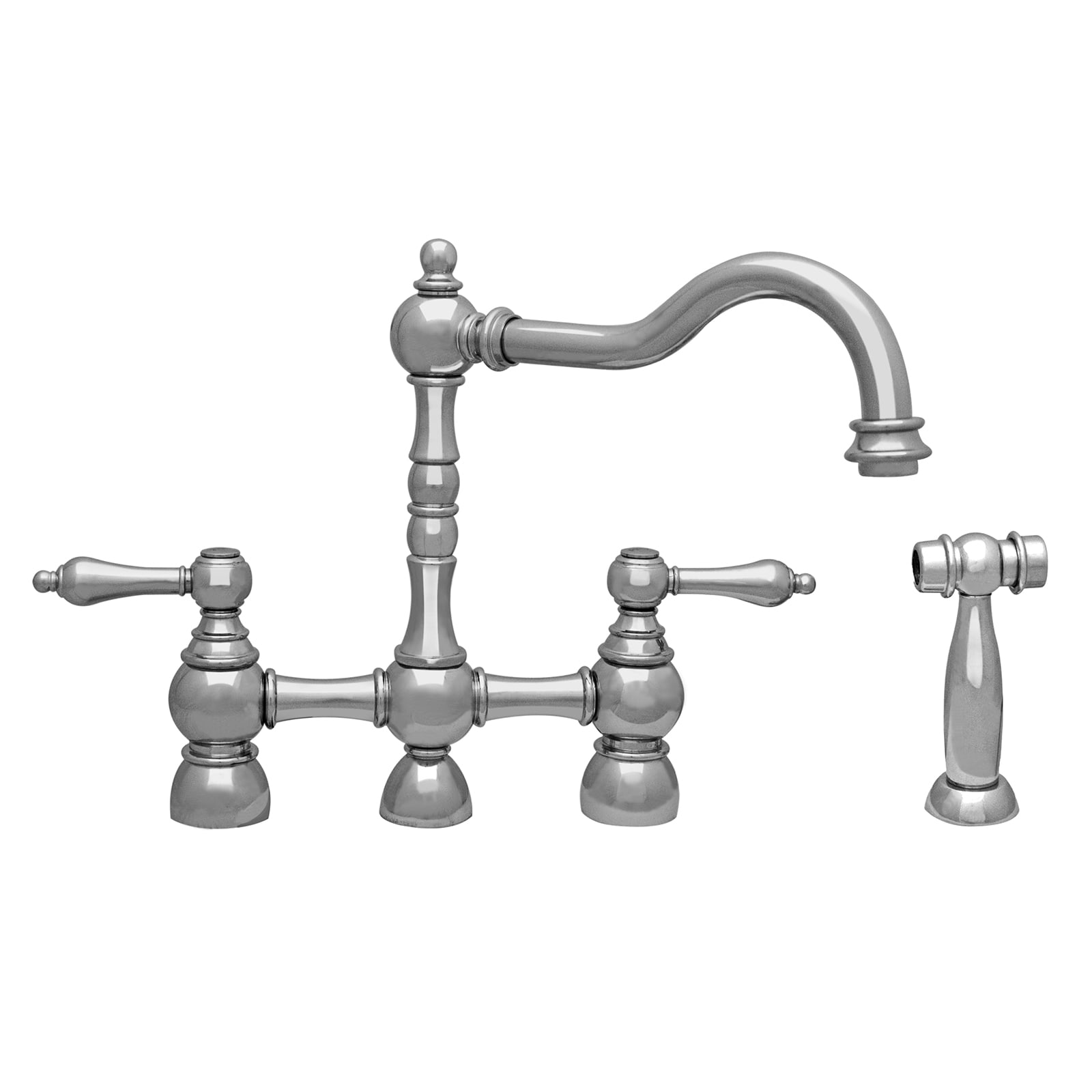 Whitehaus, Whitehaus WHEGB-34656-C Englishhaus Bridge Faucet with Swivel Spout, Lever Handles and Side Spray