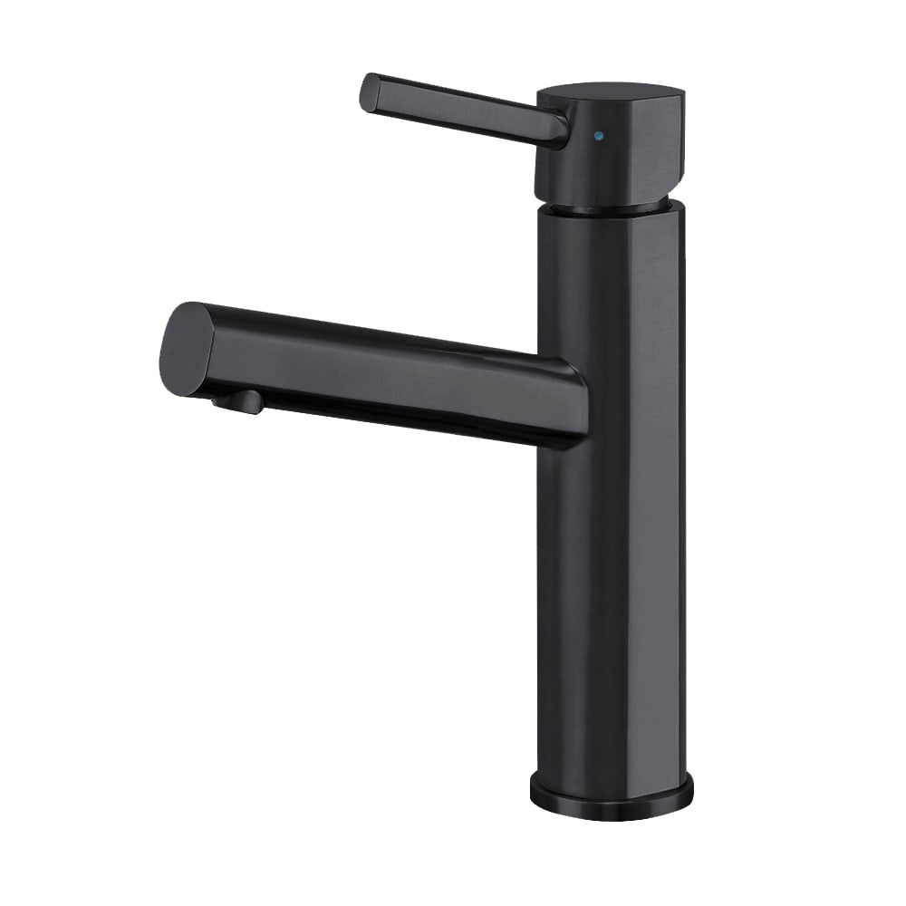 Whitehaus, Whitehaus WHS1206-SB-MBLK Waterhaus Stainless Steel Single Lever Elevated Bathroom Faucet