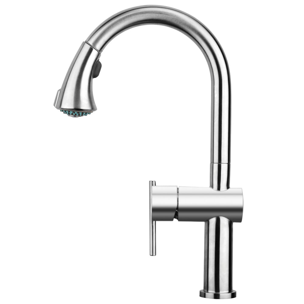 Whitehaus, Whitehaus WHS1971-SK-BSS Waterhaus Single-Hole Faucet with Swivel Spout Pull Down Spray Head