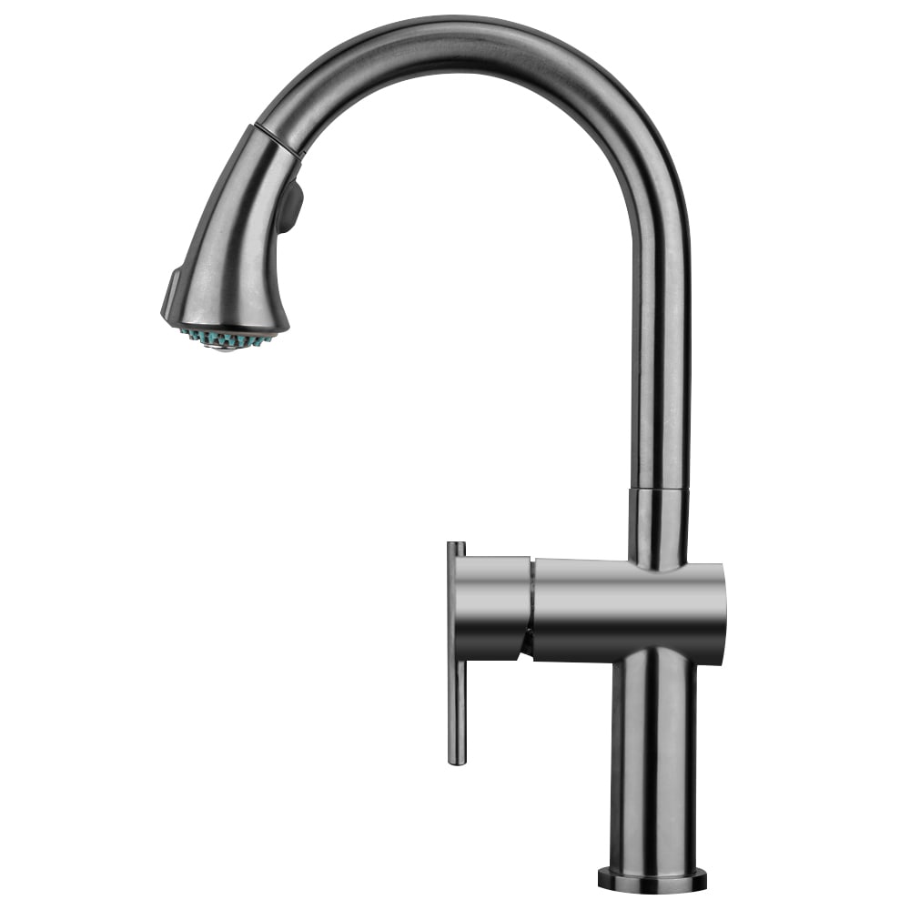 Whitehaus, Whitehaus WHS1971-SK-GM Waterhaus Single-Hole Faucet with Swivel Spout, Pull Down Spray Head