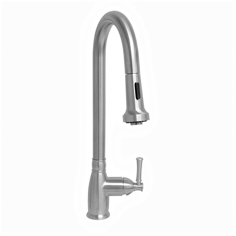 Whitehaus, Whitehaus WHS6800-PDK-BSS Waterhaus Single-Hole Faucet with Gooseneck Swivel Spout