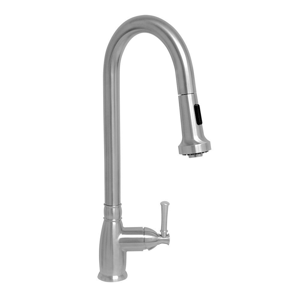 Whitehaus, Whitehaus WHS6800-PDK-BSS Waterhaus Single-Hole Faucet with Gooseneck Swivel Spout