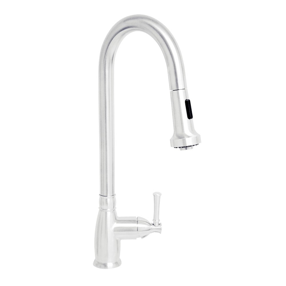 Whitehaus, Whitehaus WHS6800-PDK-PSS Waterhaus Single-Hole Faucet with Gooseneck Swivel Spout