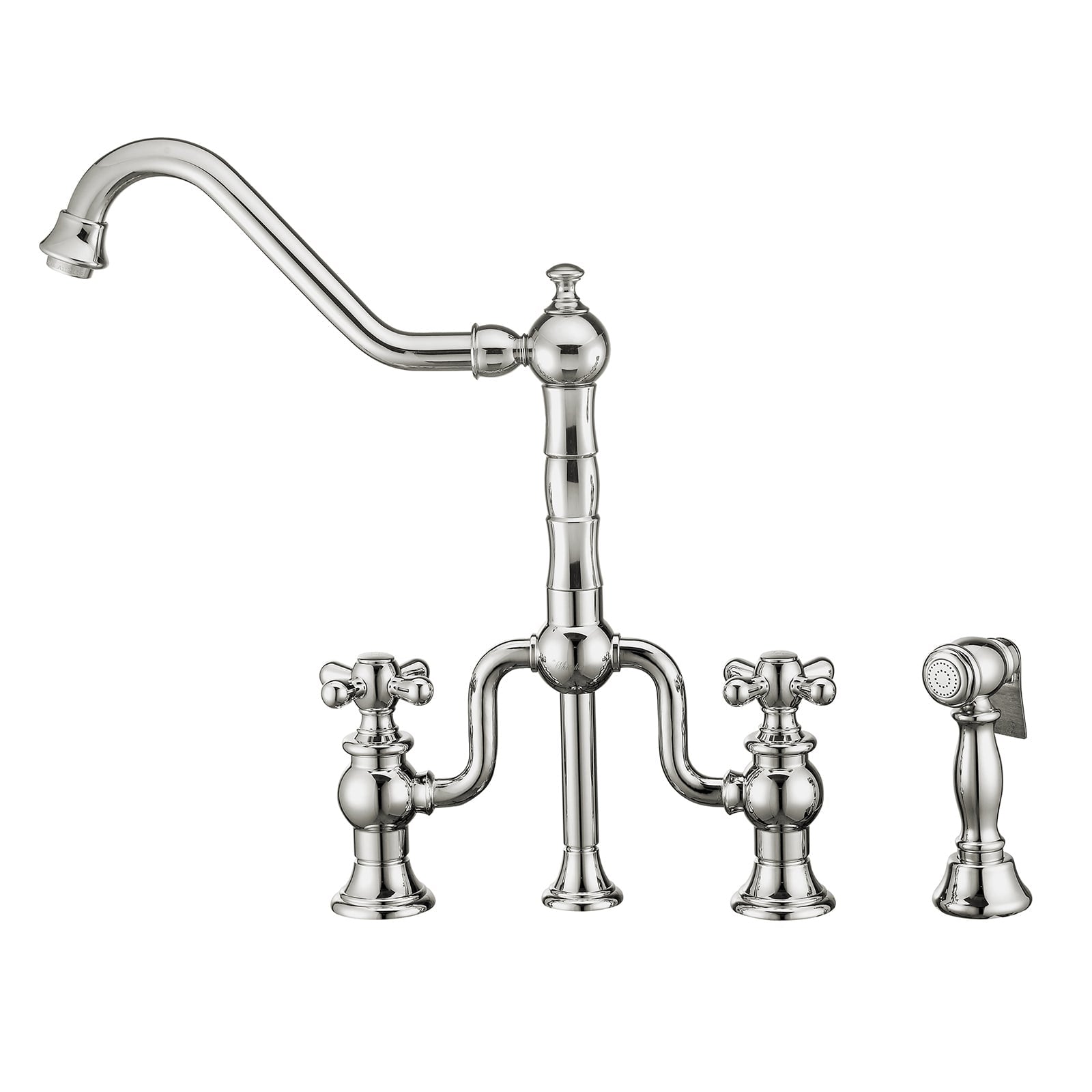 Whitehaus, Whitehaus WHTTSCR3-9771-NT-C Twisthaus Plus Bridge Faucet with Swivel Spout and Side Spray