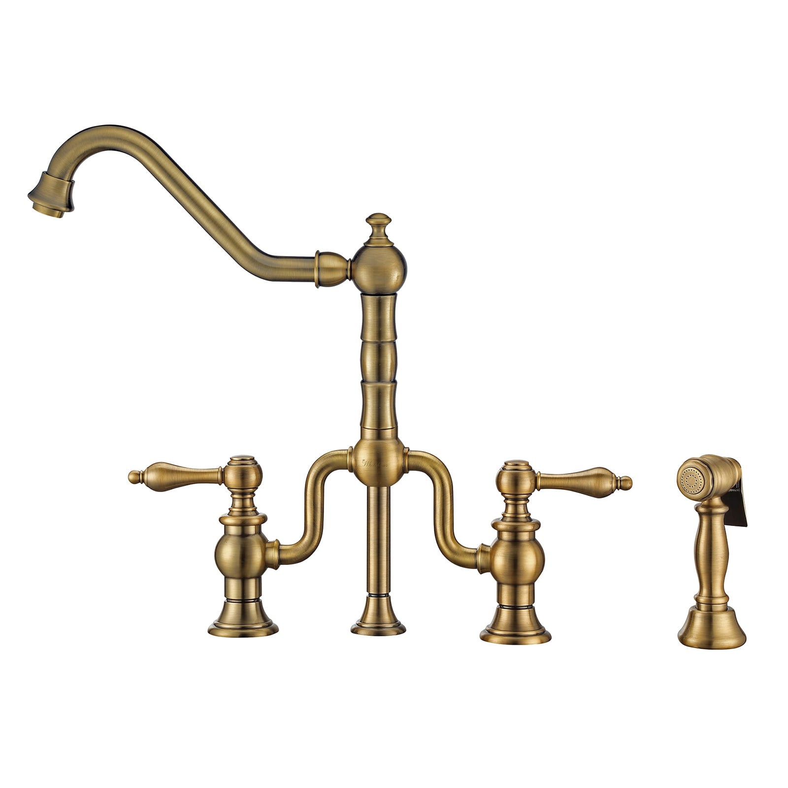 Whitehaus, Whitehaus WHTTSLV3-9771-NT-AB Twisthaus Plus Bridge Faucet with Swivel Spout and Side Spray