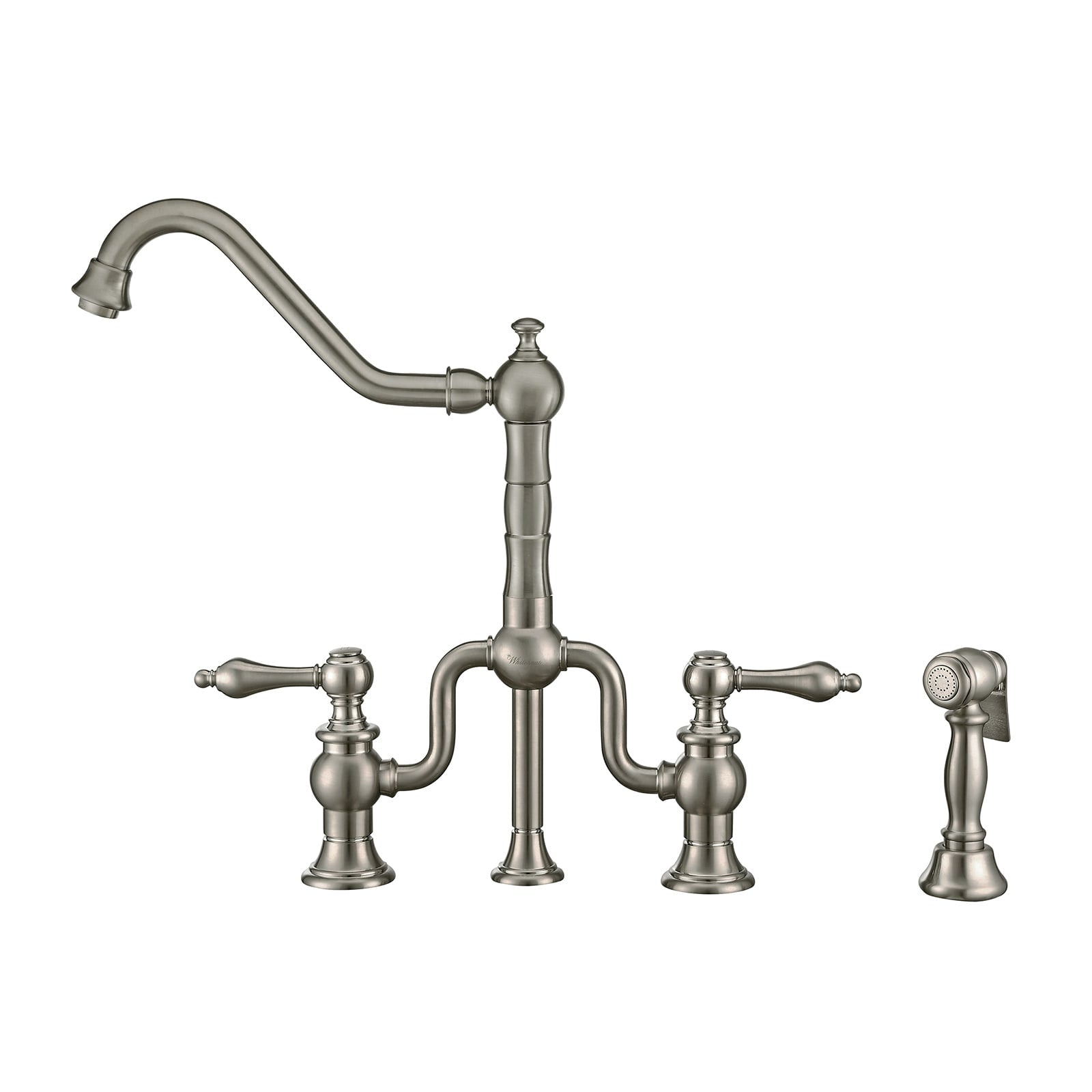 Whitehaus, Whitehaus WHTTSLV3-9771-NT-BN Twisthaus Plus Bridge Faucet with Swivel Spout and Side Spray