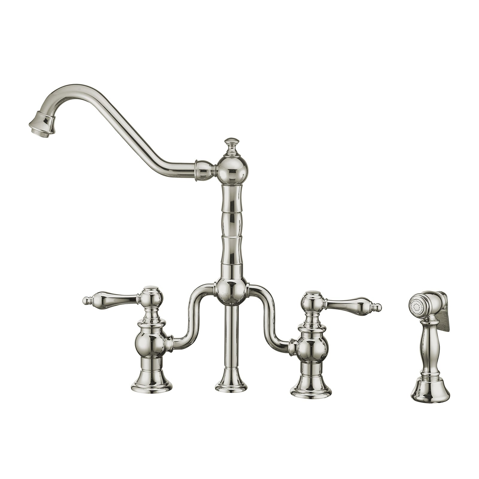 Whitehaus, Whitehaus WHTTSLV3-9771-NT-C Twisthaus Plus Bridge Faucet with Swivel Spout and Side Spray