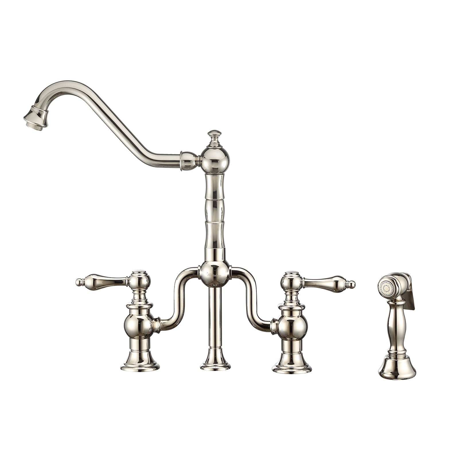 Whitehaus, Whitehaus WHTTSLV3-9771-NT-PN Twisthaus Plus Bridge Faucet with Swivel Spout and Side Spray