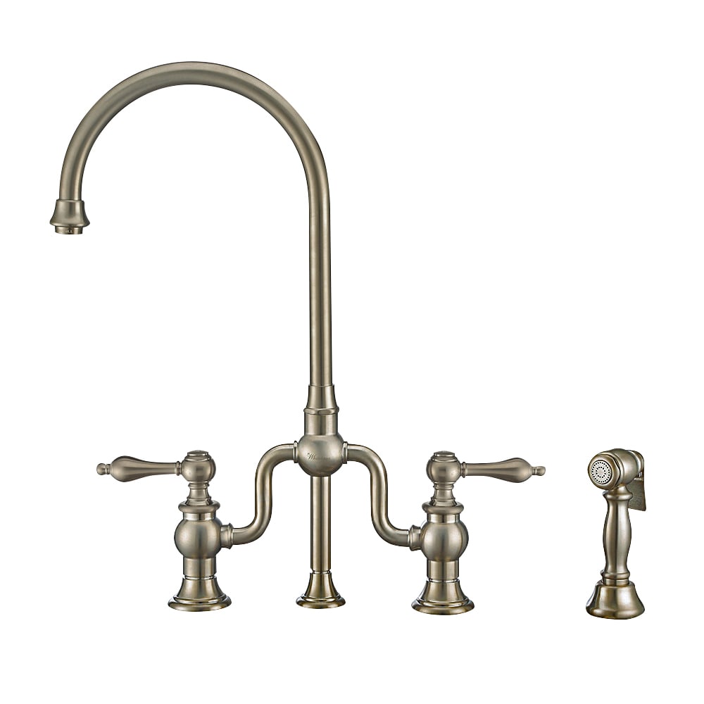 Whitehaus, Whitehaus WHTTSLV3-9773-NT-BN Twisthaus Plus Bridge Faucet with Swivel Spout and Side Spray